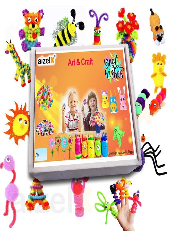 Aizelx مجموعة أدوات الحرف اليدوية من أيزلكس، مجموعة كرافت ماجيك 3 في 1، أدوات فنية، مواد حرفية، مستلزمات حرفية، خرز، عيون متحركة للزينة، أعواد، كرات بوم بوم، ملصقات إسفنجية، ريش، زينة حرفية، هواية مدرسية - Image 4